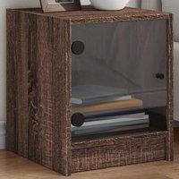 Berkfield Home Bedside Cabinets with Glass Doors 2 pcs Brown Oak 35x37x42 cm | Size: 35 x 37 x 42 cm