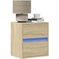 Wall-mounted Bedside Cabinets with LED Lights 2 pcs Sonoma Oak