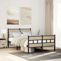 Berkfield Home Metal Bed Frame without Mattress Sonoma Oak 120x190 cm Small Double in Brown