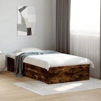 Berkfield Home Bed Frame with Drawers without Mattress Smoked Oak 100x200 cm in Brown