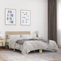 Berkfield Home Bed Frame without Mattress Sonoma Oak 120x200 cm in Brown | Size: Small Double