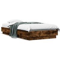 Berkfield Home Bed Frame without Mattress with LED Lights Smoked Oak 90x190 cm Single in Brown