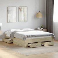 Berkfield Home Bed Frame with Drawers without Mattress Sonoma Oak 140x190 cm in Brown