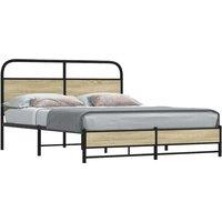 Berkfield Home Metal Bed Frame without Mattress Sonoma Oak 160x200 cm in Brown