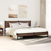 Metal Bed Frame without Mattress Brown Oak 180x200 cm Super King