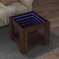 Berkfield Home Coffee Table with LED Brown Oak 53x53x45 cm Engineered Wood | Size: 53 x 53 x 45 cm