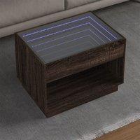 Coffee Table with Infinity LED Brown Oak 70x50x50 cm