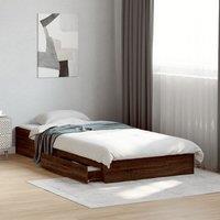 Berkfield Home Bed Frame with Drawers without Mattress Brown Oak 100x200 cm
