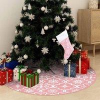 Berkfield Home Luxury Christmas Tree Skirt with Sock Pink 90 cm Fabric