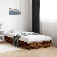 Berkfield Home Bed Frame without Mattress Smoked Oak 75x190 cm Small Single Engineered Wood in Brown