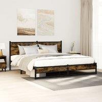 Berkfield Home Metal Bed Frame without Mattress Smoked Oak 180x200 cm Super King in Brown