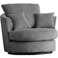 Furnishings For Less UK Luxor Jumbo Cord Fabric Single Seater 360 Degree Swivel Chair Sofa Accessory in Grey