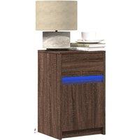 Berkfield Home Bedside Cabinet with LED Lights Brown Oak Engineered Wood