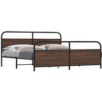 Berkfield Home Metal Bed Frame without Mattress Brown Oak 200x200 cm