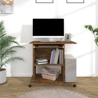 Berkfield Home Computer Desk Smoked Oak 80x50x75 cm Engineered Wood in Brown | Size: 80 x 50 x 75 cm