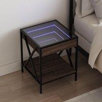 Berkfield Home Bedside Table with Infinity LED Brown Oak 40x40x49 cm | Size: 40 x 40 x 49 cm