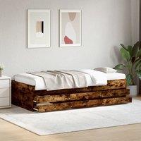 Berkfield Home Daybed with Drawers without Mattress Smoked Oak 100x200 cm in Brown
