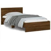 Berkfield Home Bed Frame without Mattress with LED Lights Brown Oak 100x200 cm