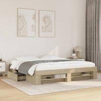 Berkfield Home Bed Frame without Mattress Sonoma Oak 180x200 cm Super King Engineered Wood in Brown