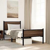 Berkfield Home Metal Bed Frame without Mattress Brown Oak 75x190 cm Small Single