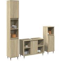 Berkfield Home 3 Piece Bathroom Furniture Set Sonoma Oak Engineered Wood in Brown