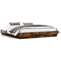Berkfield Home Bed Frame with LED without Mattress Smoked Oak 180x200 cm Super King in Brown