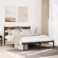 Berkfield Home Metal Bed Frame without Mattress Smoked Oak 160x200 cm in Brown