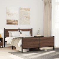 Berkfield Home Metal Bed Frame without Mattress Brown Oak 150x200 cm King Size