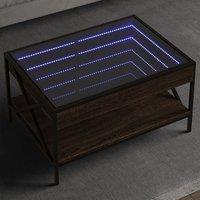 Berkfield Home Coffee Table with Infinity LED Brown Oak 70x50x38 cm | Size: 70 x 50 x 38 cm