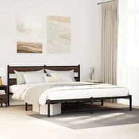 Bed Frame without Mattress with Headboard Brown Oak 180x200 cm Super King