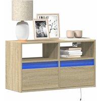 TV Wall Cabinet with LED Lights Sonoma Oak 80x31x45 cm