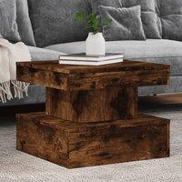 Berkfield Home Coffee Table with LED Lights Smoked Oak 50x50x40 cm in Brown | Size: 50 x 50 x 40 cm