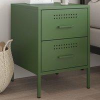 Berkfield Home Bedside Cabinet Olive Green 36x39x50.5 cm Steel