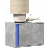 Berkfield Home Wall-mounted Bedside Cabinet with LED Lights Concrete Oak in Grey