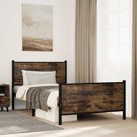 Berkfield Home Metal Bed Frame without Mattress Smoked Oak 107x203 cm in Brown