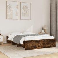 Berkfield Home Bed Frame without Mattress Smoked Oak 135x190 cm Double Engineered Wood in Brown