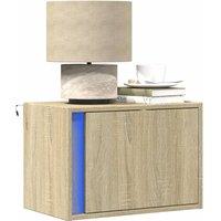 Berkfield Home Wall-mounted Bedside Cabinets with LED Lights 2 pcs Sonoma Oak in Brown