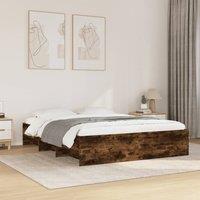 Berkfield Home Bed Frame without Mattress Smoked Oak 160x200 cm Engineered Wood in Brown
