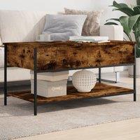 Berkfield Home Coffee Table Smoked Oak 100x50x50 cm Engineered Wood & Metal in Brown | Size: 100 x 50 x 50 cm