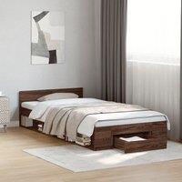 Berkfield Home Bed Frame with Drawer without Mattress Brown Oak 75x190 cm Small Single