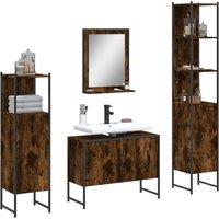 Berkfield Home 4 Piece Bathroom Cabinet Set Smoked Oak Engineered Wood in Brown