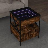 Berkfield Home Coffee Table with Infinity LED Smoked Oak 40x40x51 cm in Brown | Size: 40 x 40 x 51 cm