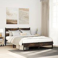 Berkfield Home Metal Bed Frame without Mattress Smoked Oak 160x200 cm in Brown