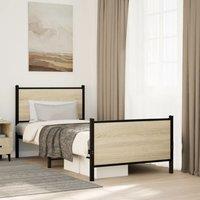 Metal Bed Frame without Mattress Sonoma Oak 90x200 cm