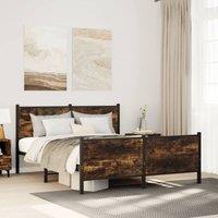 Berkfield Home Metal Bed Frame without Mattress Smoked Oak 137x190 cm in Brown