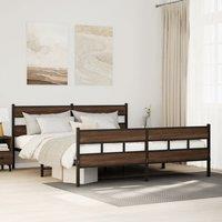 Metal Bed Frame without Mattress Brown Oak 180x200 cm Super King