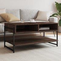 Berkfield Home Coffee Table Brown Oak 90x50x45 cm Engineered Wood | Size: 90 x 50 x 45 cm