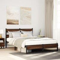 Berkfield Home Metal Bed Frame without Mattress Brown Oak 160x200 cm