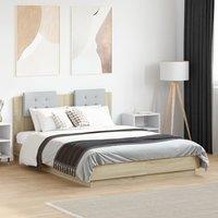 Bed Frame with LED without Mattress Sonoma Oak 135x190 cm Double