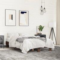 Bed Frame without Mattress Brown Oak 140x190 cm